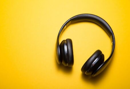 Headphones - flatlay photography of wireless headphones