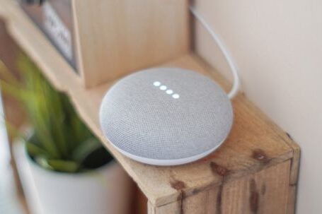 Voice Assistant - Round Grey Speaker On Brown Board